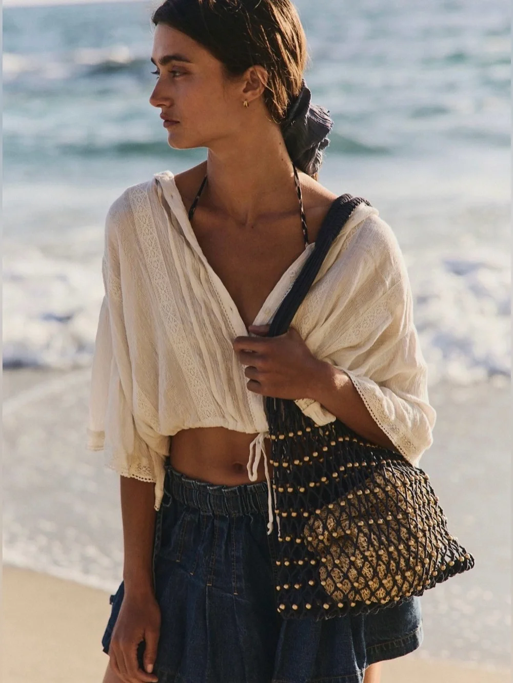 NWT Wishing Well Beaded Bag - Blue/Gold